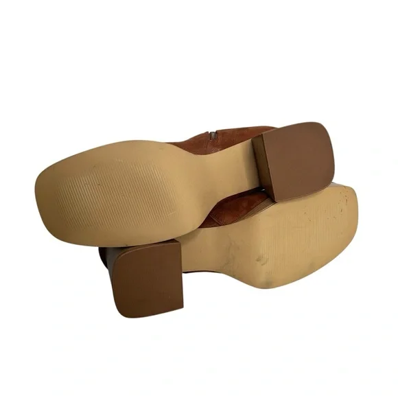 BP Keyla Platform Block Heel Square Toe Faux Suede Ankle Boots Women’s Size 11 - Picture 7 of 10